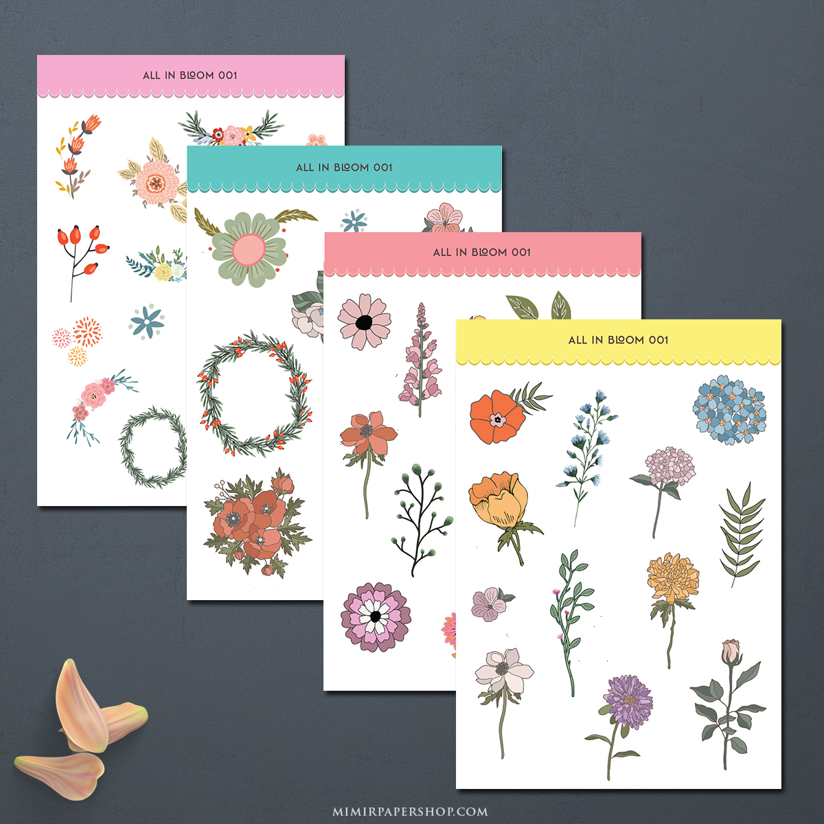 All In Bloom Sticker Set of 4 - Mimir Paper Shop