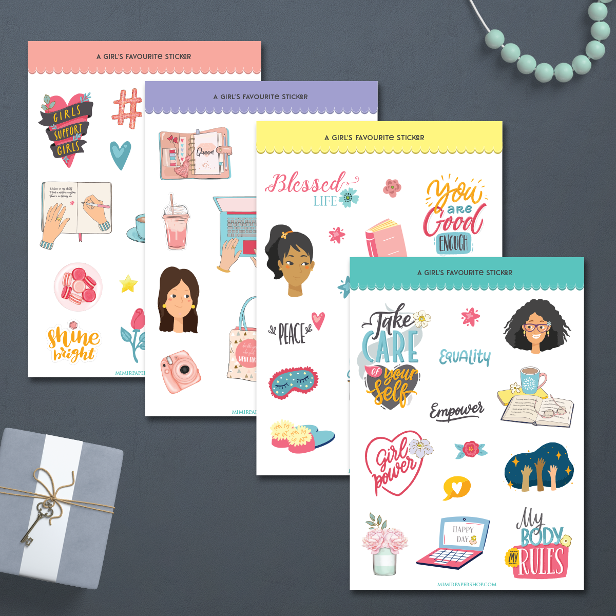 Girls Favourite Sticker Set of 4 - Mimir Paper Shop